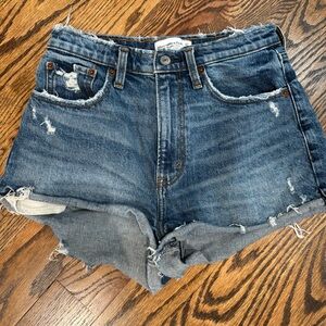 Abercombie & Fitch Distressed Blue Denim Women Shorts